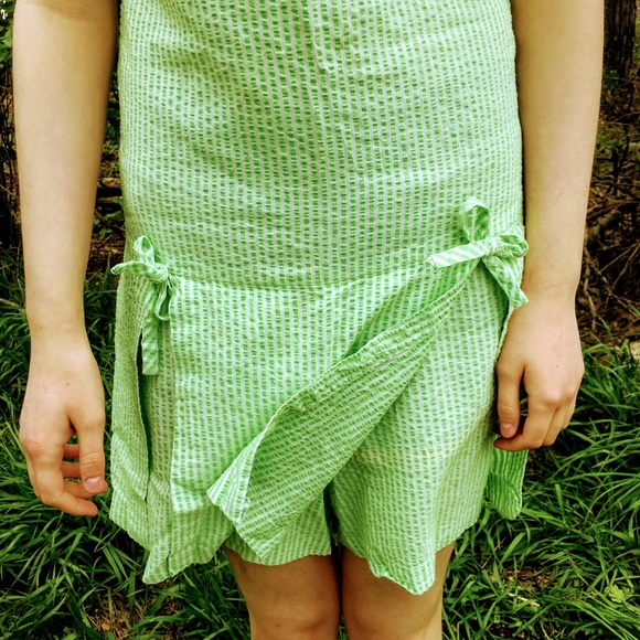Vintage Green Seer Sucker Romper Dress Sears - Picture 6 of 8